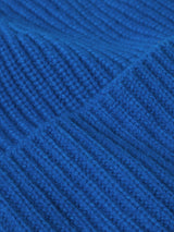 Wool Cashmere Blend Rib Beanie | Blue