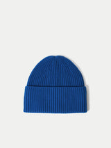 Wool Cashmere Blend Rib Beanie | Blue
