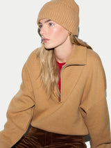 Wool Cashmere Blend Rib Beanie | Camel