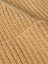 Wool Cashmere Blend Rib Beanie | Camel