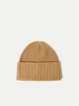Wool Cashmere Blend Rib Beanie | Camel