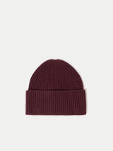 Wool Cashmere Blend Rib Beanie | Burgundy