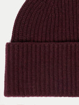 Wool Cashmere Blend Rib Beanie | Burgundy