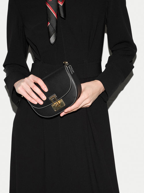 Leather Mini Saddle Bag | Black