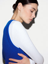 Wool Cashmere Blend Crew Tank | Blue