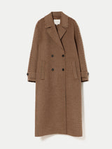 Wool Double Faced Check Coat | Brown