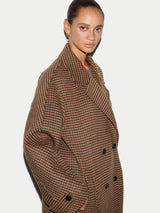 Wool Double Faced Check Coat | Brown