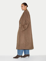 Wool Double Faced Check Coat | Brown
