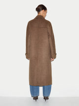 Wool Double Faced Check Coat | Brown