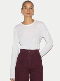 Cotton Crew Long Sleeve T-shirt | White