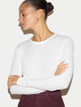 Cotton Crew Long Sleeve T-shirt | White