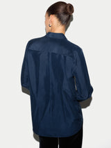 Classic Silk Habotai Shirt | Blue