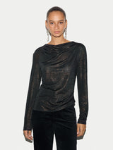 Metallic Jersey Top | Navy