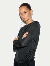 Metallic Jersey Top | Navy