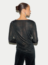 Metallic Jersey Top | Navy