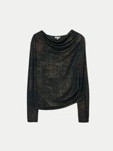 Metallic Jersey Top | Navy