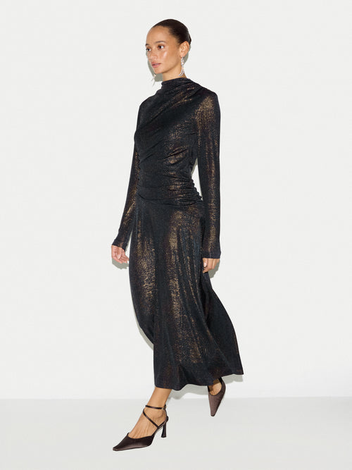 Metallic Jersey Dress | Navy