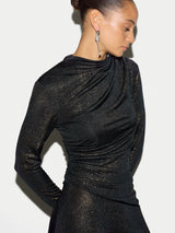 Metallic Jersey Dress | Navy