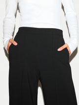Modern Crepe Sailor Trouser | Black