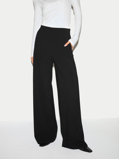 Modern Crepe Sailor Trouser | Black