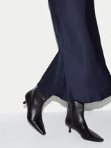 Satin Bias Midi Skirt | Navy