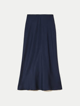 Satin Bias Midi Skirt | Navy