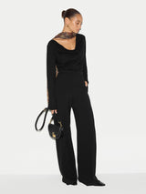 Cowl Neck Long Sleeve Top | Black