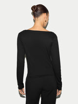 Cowl Neck Long Sleeve Top | Black