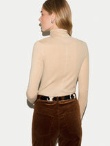 Wool Jersey Polo Neck Top | Beige