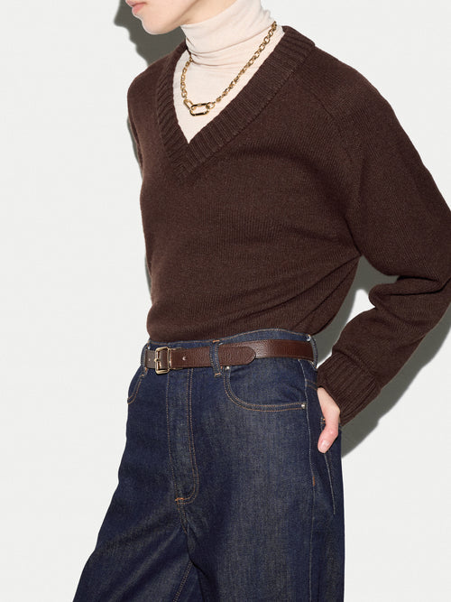 Leather Reversible Belt |  Brown