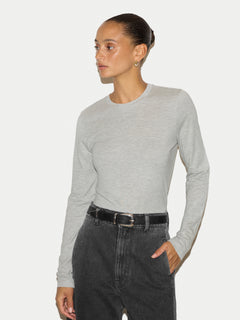 Cotton Modal Long Sleeve T-shirt | Grey Melange