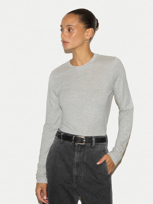 Cotton Modal Long Sleeve T-shirt | Grey Melange