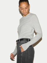 Cotton Modal Long Sleeve T-shirt | Grey Melange