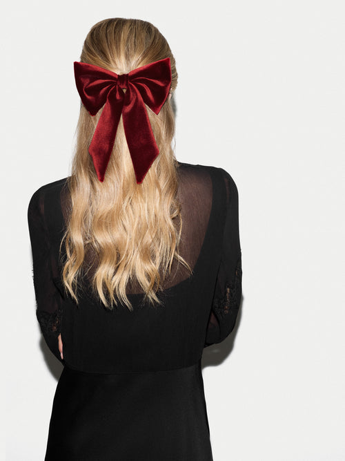 Velvet Hair Bow | Burgundy