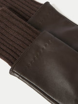 Leather Knitted Glove | Chocolate
