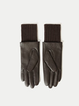 Leather Knitted Glove | Chocolate