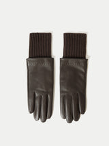 Leather Knitted Glove | Chocolate