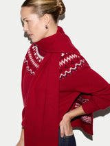 Wool Cashmere Fairisle Scarf | Red