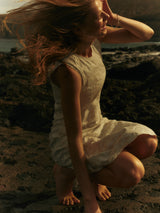 Printed Sheer Jersey Dress | White