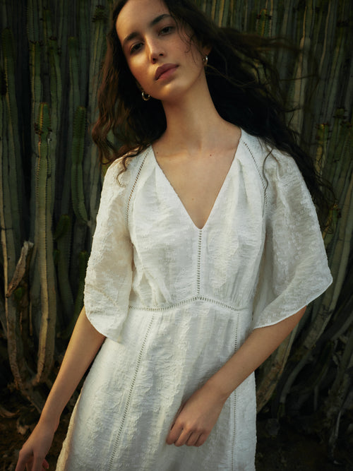 Textured Jacquard Dress | White