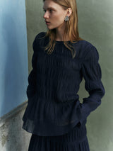 Gauze Viscose Ruched Top | Blue