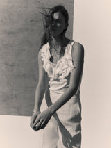 Ruffle Trim Jersey Top | White