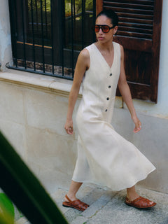 Linen Waistcoat Dress | Cream
