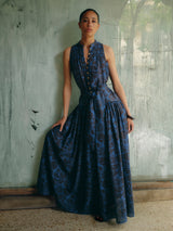 Batik Cotton Maxi Dress | Blue
