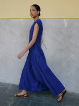 Crinkle Cotton Dress | Blue