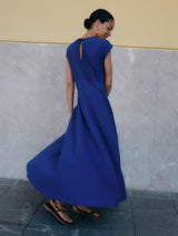 Crinkle Cotton Dress | Blue