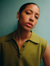Cotton Sleeveless Polo | Green