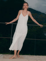 Textured Cotton Maxi Dress | White