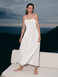 Cotton Pique Sundress | White