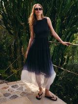 Ombre Tiered Tank Dress | Navy